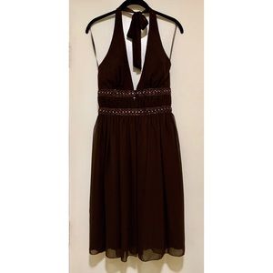 A.B.S. By Allen Schwartz Brown Halter Dress